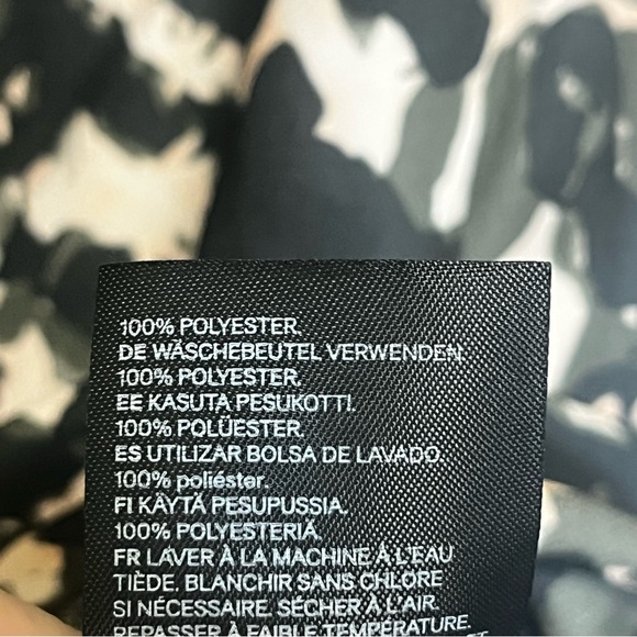 H&M Womens Shift Dress Black Green and Cream Patterned Long Sleeve Dress Small - Picture 8 of 11